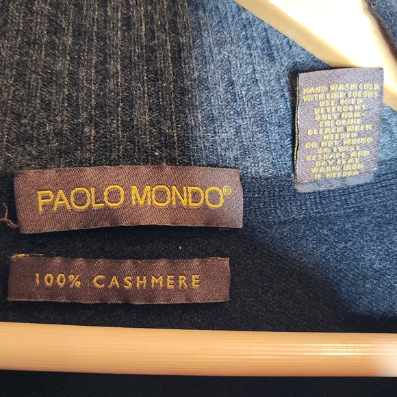 Paola Mondo 100% Cashmere Black Quarter-Zip Sweater Mens Size XXL (small flaw) - Picture 12 of 16